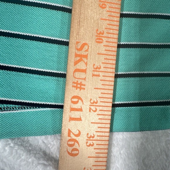 Men's XL Polo Golf Mint Green/Stripe Performance Short Sleeve Shirt - Picture 6 of 13